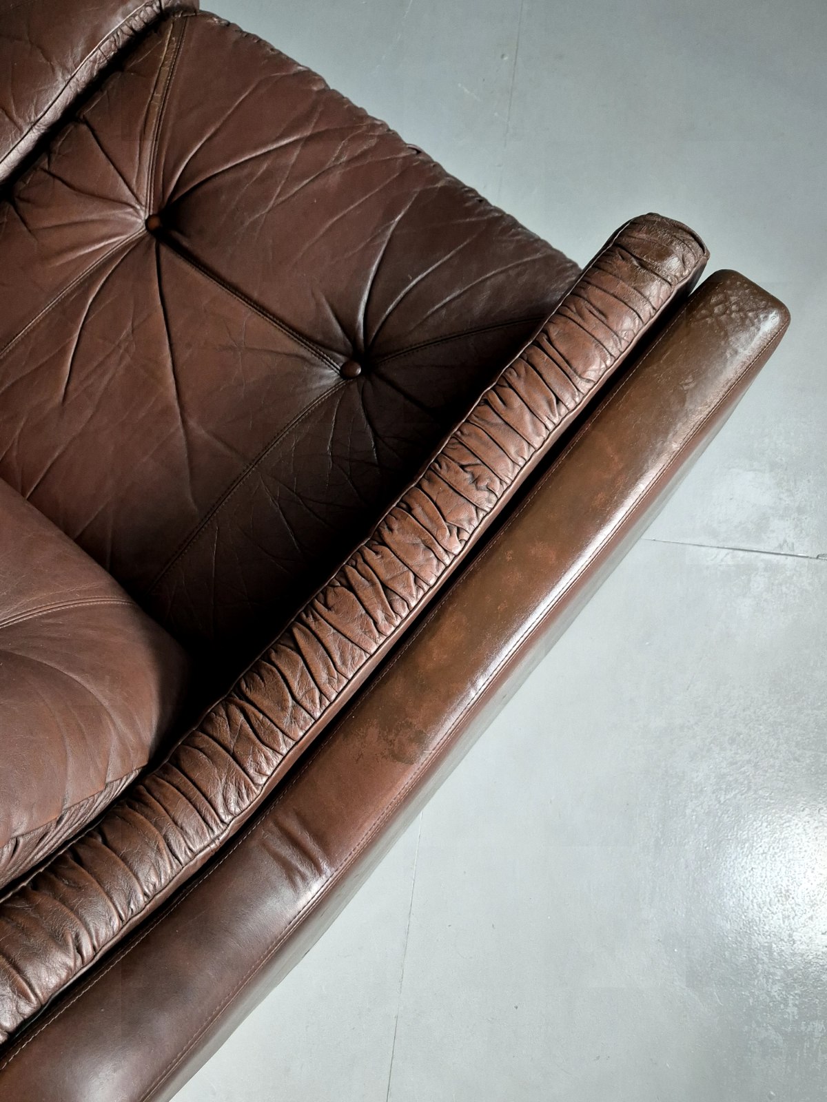Vintage Danish 3 Seat Sofa Brown Leather 1970s Retro MCM EB6986 M3SS - UKDK FURNITURE