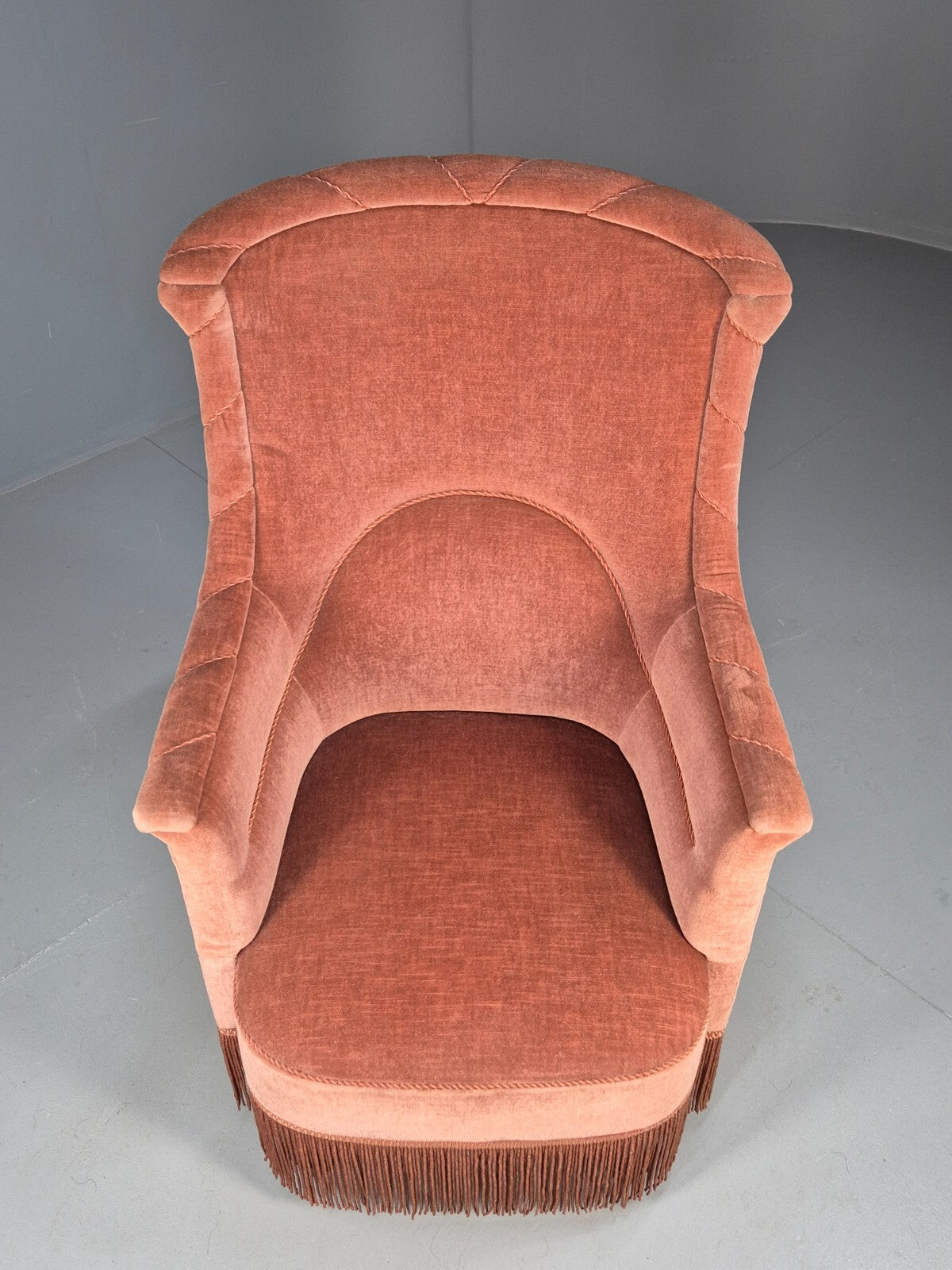 Vintage Pink Aret Deco Danish Tub Chair 1930s Tassels Antique EB9621 VCLO - UKDK FURNITURE