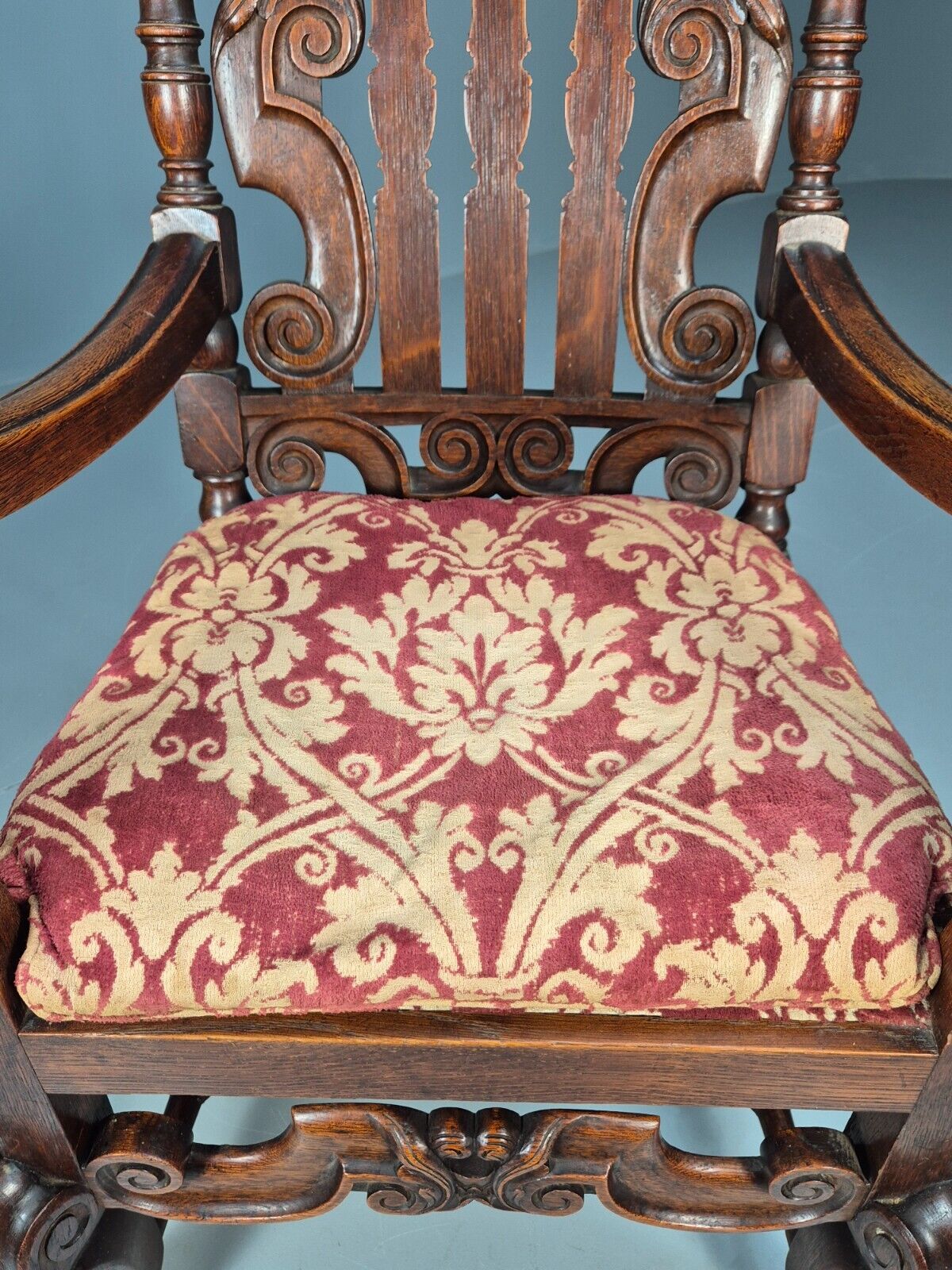 Vintage Antique Carver Chair Baroque Carved Oak Osborne 1890s EB9167 VCAR - UKDK FURNITURE