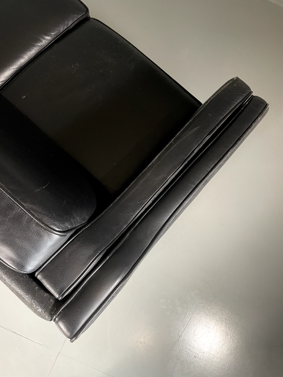 Three Seater Leather Sofa Black Vintage Danish Mogensen MCM Retro EB5864 M3SS16