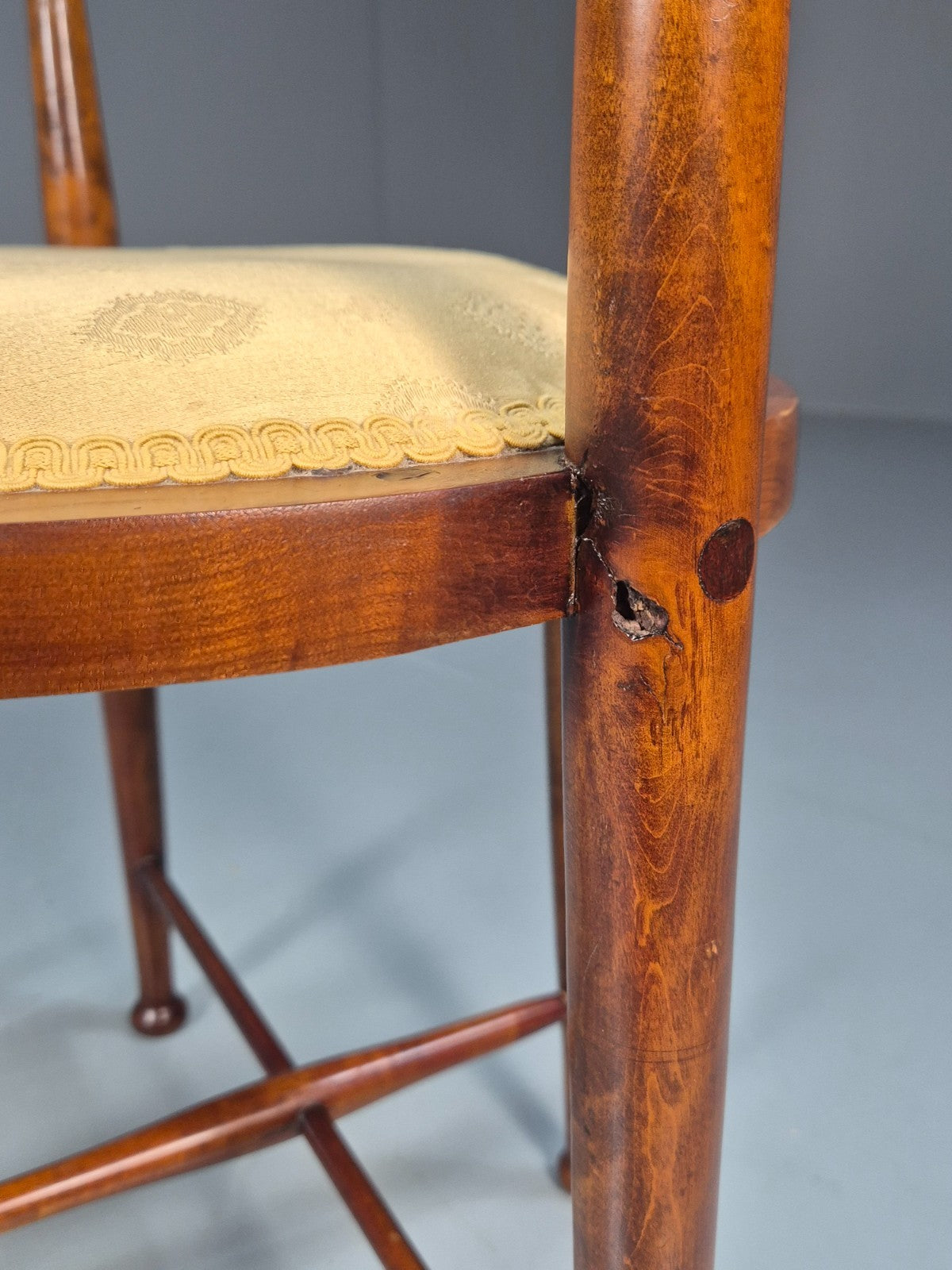 Edwardian Art Nouveau Corner Chair Mahogany Frame Tulip Inlay 1900s EB10715 VDIN6