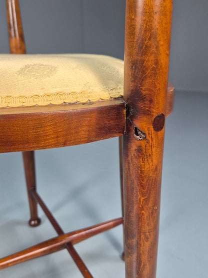 Edwardian Art Nouveau Corner Chair Mahogany Frame Tulip Inlay 1900s EB10715 VDIN6