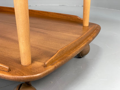 Vintage Ercol Serving Trolley Elm & Beech Mid Tone On Castors Solid EB11055 MWOO9