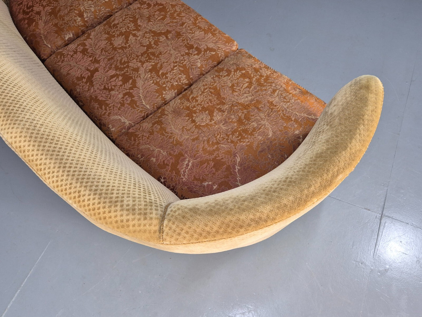 Vintage Danish Banana Sofa Gold Velour Carved Legs 1920s Antique Eb8055 V3SS16