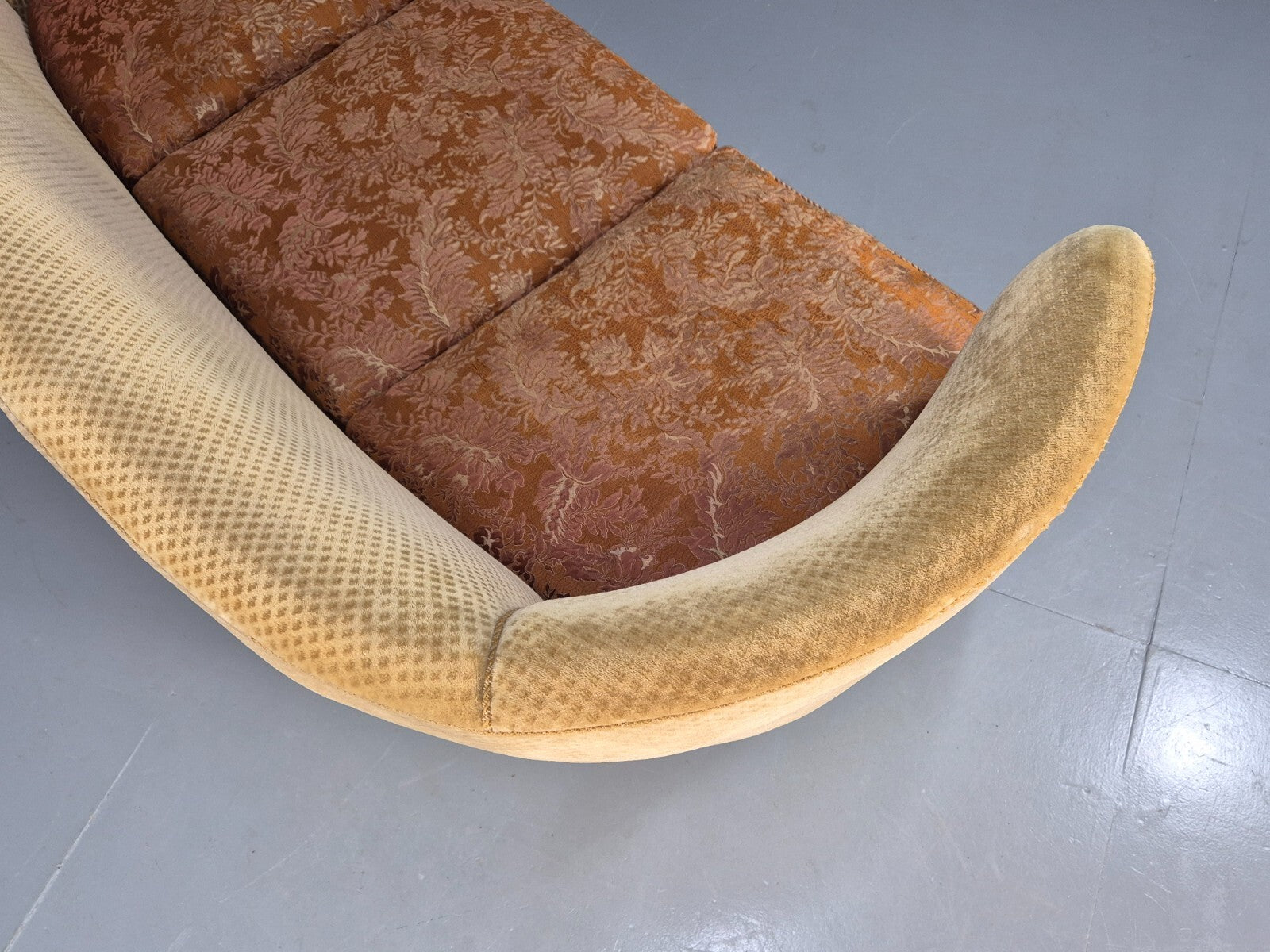 Vintage Danish Banana Sofa Gold Velour Carved Legs 1920s Antique Eb8055 V3SS16