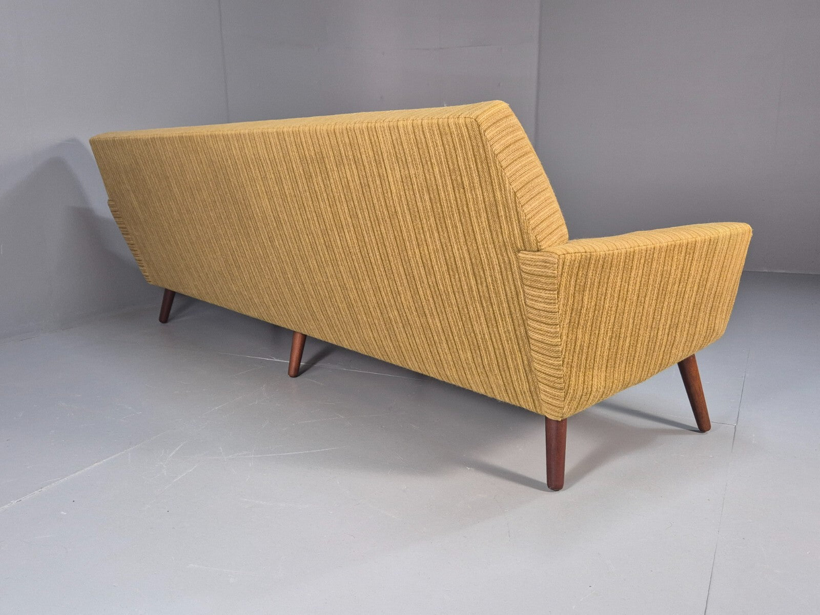 Danish 1960s 4 Seat Sofa Green Wool Teak Legs Retro Mid Century EB9746 M4SS - UKDK FURNITURE