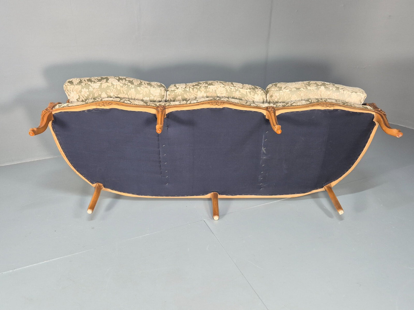Vintage Danish Rococo Revival Floral upholstered 3 Seat Sofa EB9631 V3SS - UKDK FURNITURE