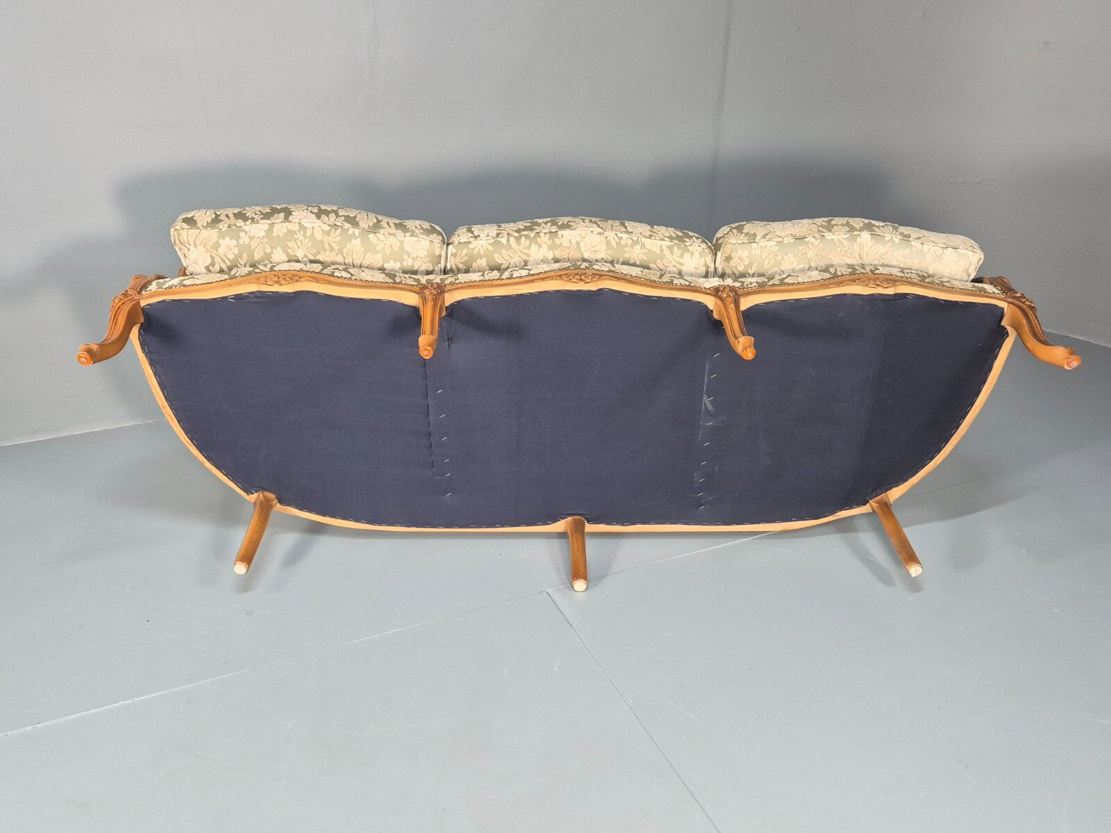 Vintage Danish Rococo Revival Floral upholstered 3 Seat Sofa EB9631 V3SS - UKDK FURNITURE