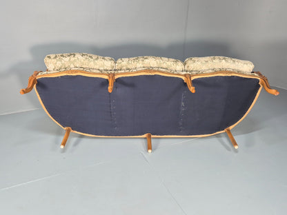 Vintage Danish Rococo Revival Floral upholstered 3 Seat Sofa EB9631 V3SS - UKDK FURNITURE