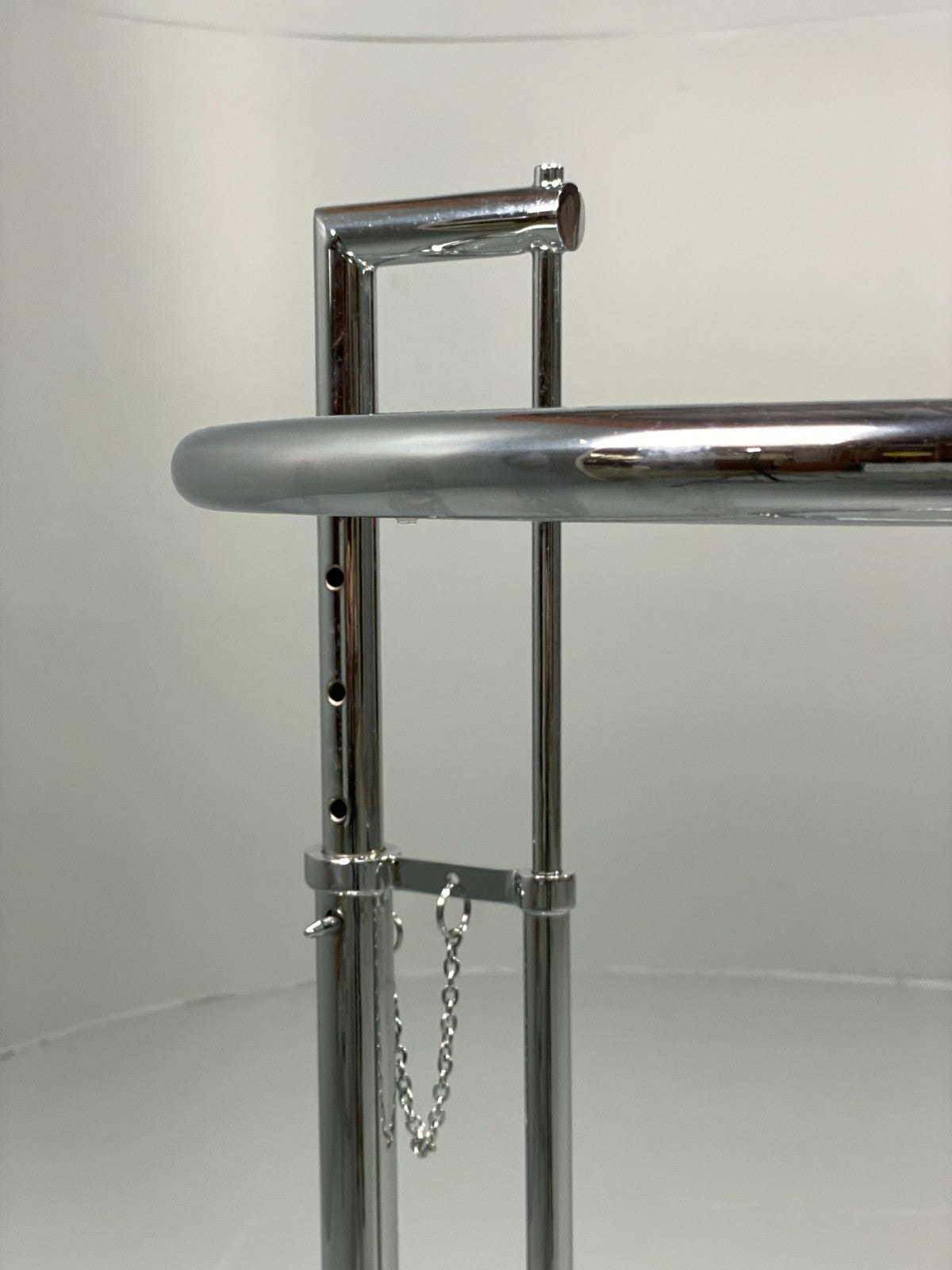 Vintage Chrome Side Table Eileen Grey Style Adjustable Glass Top EB11042 MWOO2