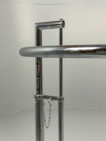Vintage Chrome Side Table Eileen Grey Style Adjustable Glass Top EB11042 MWOO2