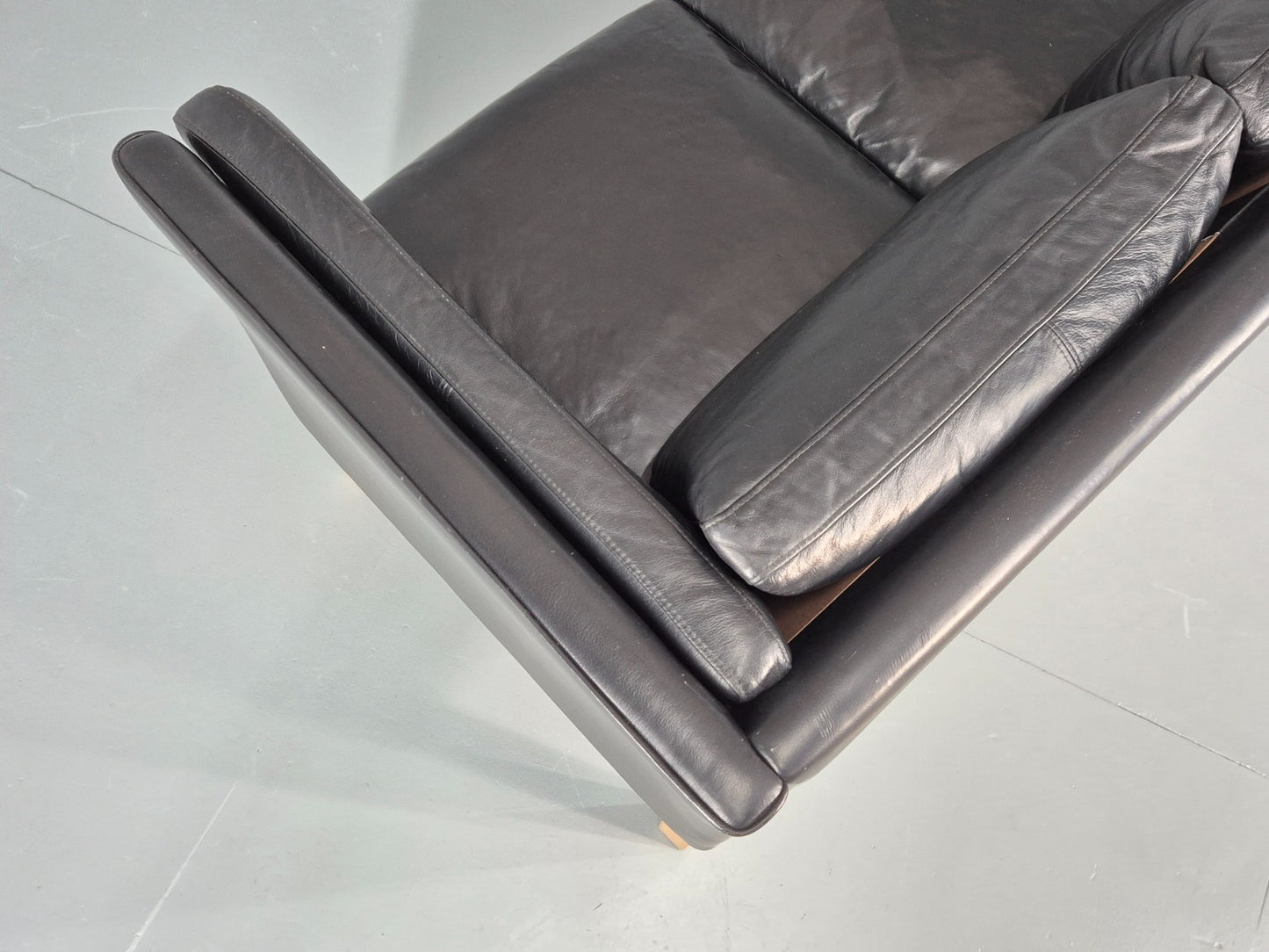 Vintage 3 Seat Sofa Danish Black Leather Mid Century Retro 1980s  EB10471 M3SS19