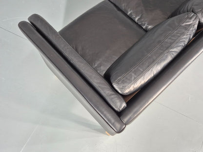 Vintage 3 Seat Sofa Danish Black Leather Mid Century Retro 1980s  EB10471 M3SS19