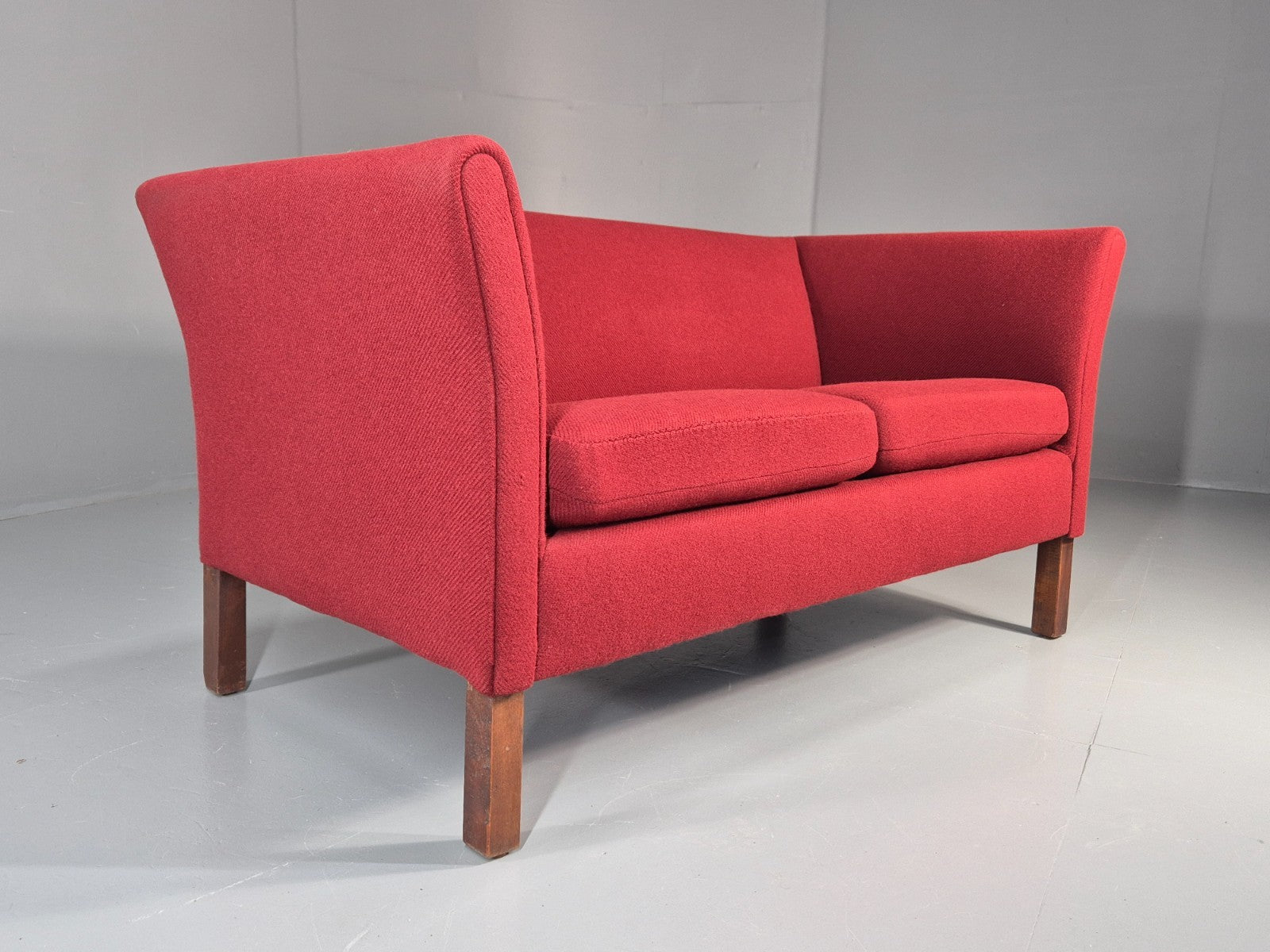 Vintage Danish Two Seater Sofa Mid Century Modern Retro Red Wool EB11363 M2SS3