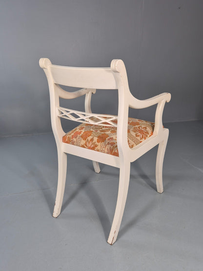 8 Regency Style Dining Chairs 1970s Retro Repro Floral Pads Armed EB11035 MDIN6