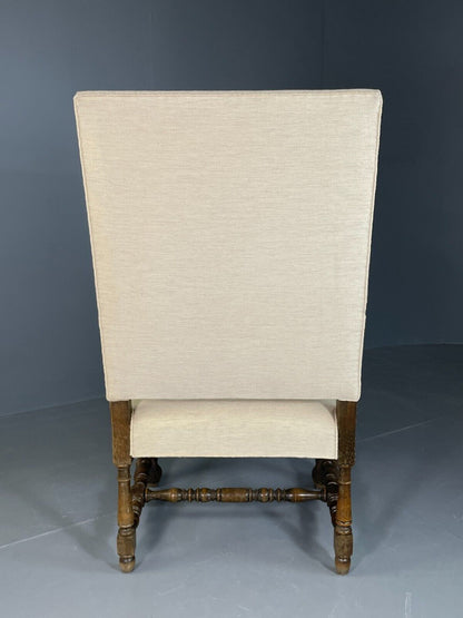 Vintage Danish Lounge Chair Cream Cotton Oak Frame Antique Style EB6917 VNOR - UKDK FURNITURE