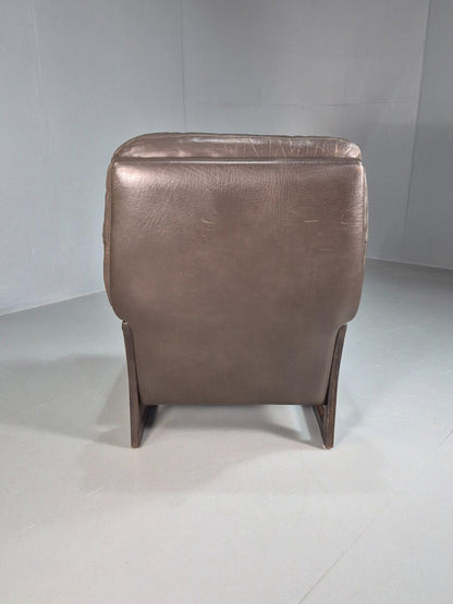 Vintage Danish Lounge Chair Brown Leather Buttoned 1970s Retro MCM EB8239 MNOR - UKDK FURNITURE