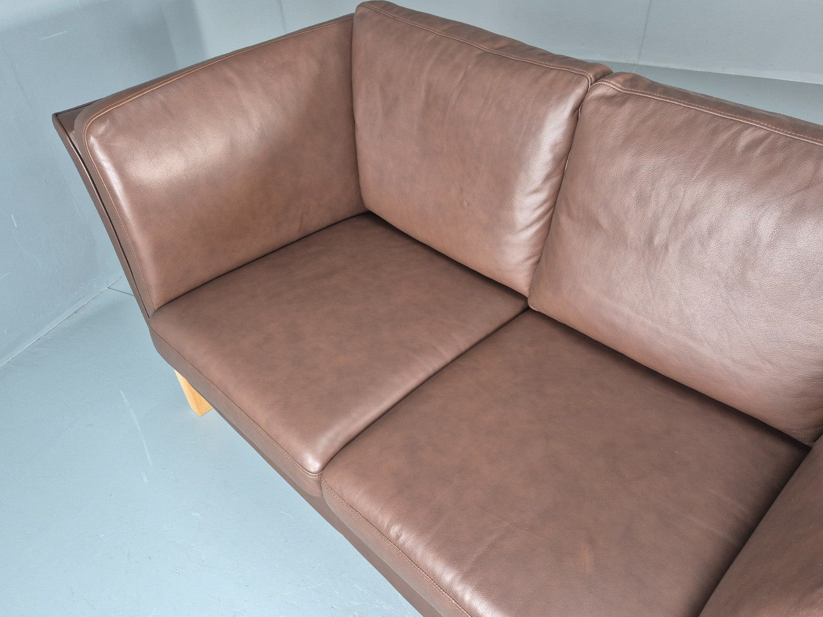 Vintage 2 Seater Settee Brown Leather Danish 1980s Retro Hurup EB11630 M2SS20