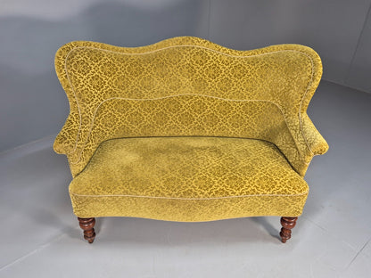 Antique 2 Seater Sofa Camel Back Gold Embossed Velour Danish Design EB9580 V2SS - UKDK FURNITURE