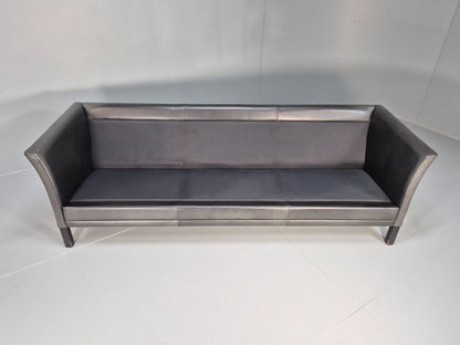 Vintage Danish 3 Seat Sofa Black Leather Mogens Hansen Retro 1970s EB8630 M3SS - UKDK FURNITURE
