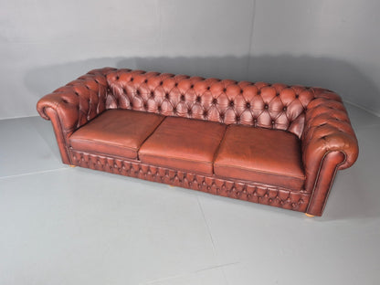 3 Seater Chesterfield Sofa Red Leather Studded Vintage EB11022 VCHE6