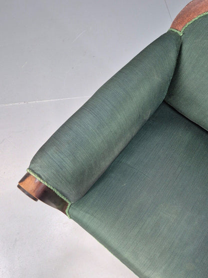 A Vintage Danish Antique Chair Green and Mahogany Shield Back 1920s EB8924 VCLO - UKDK FURNITURE