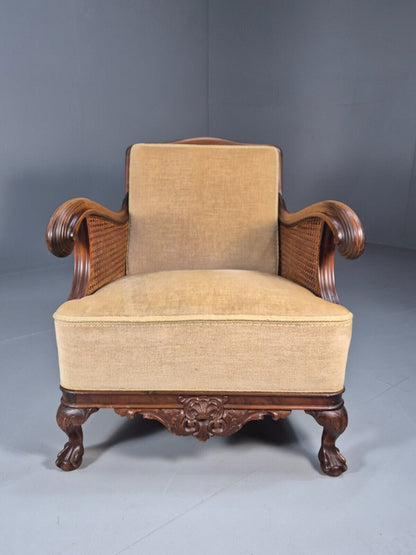 Antique Danish Lounge Chair Bergere Sides Ball and Claw Legs 1920s EB8972 VCLO - UKDK FURNITURE