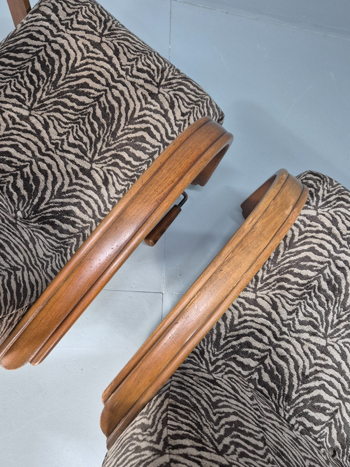 2 Art Deco Rocking Chairs New Zebra Pattern Upholstery Vintage 1940 EB10921 VCAR10