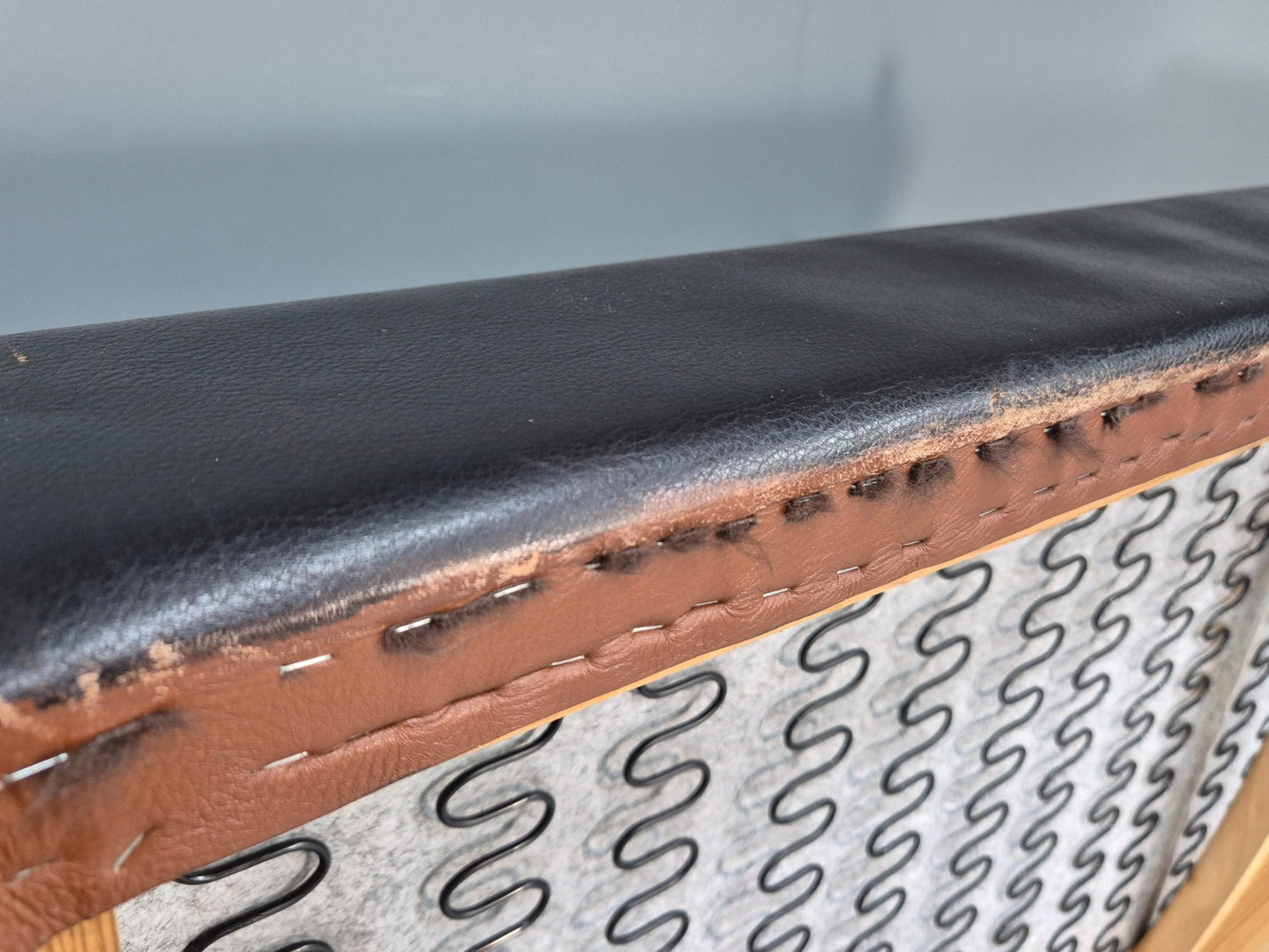 Mid Century Two Seater Sofa Black Leather Vintage Danish 1980s MCM  EB10713 M2SS13