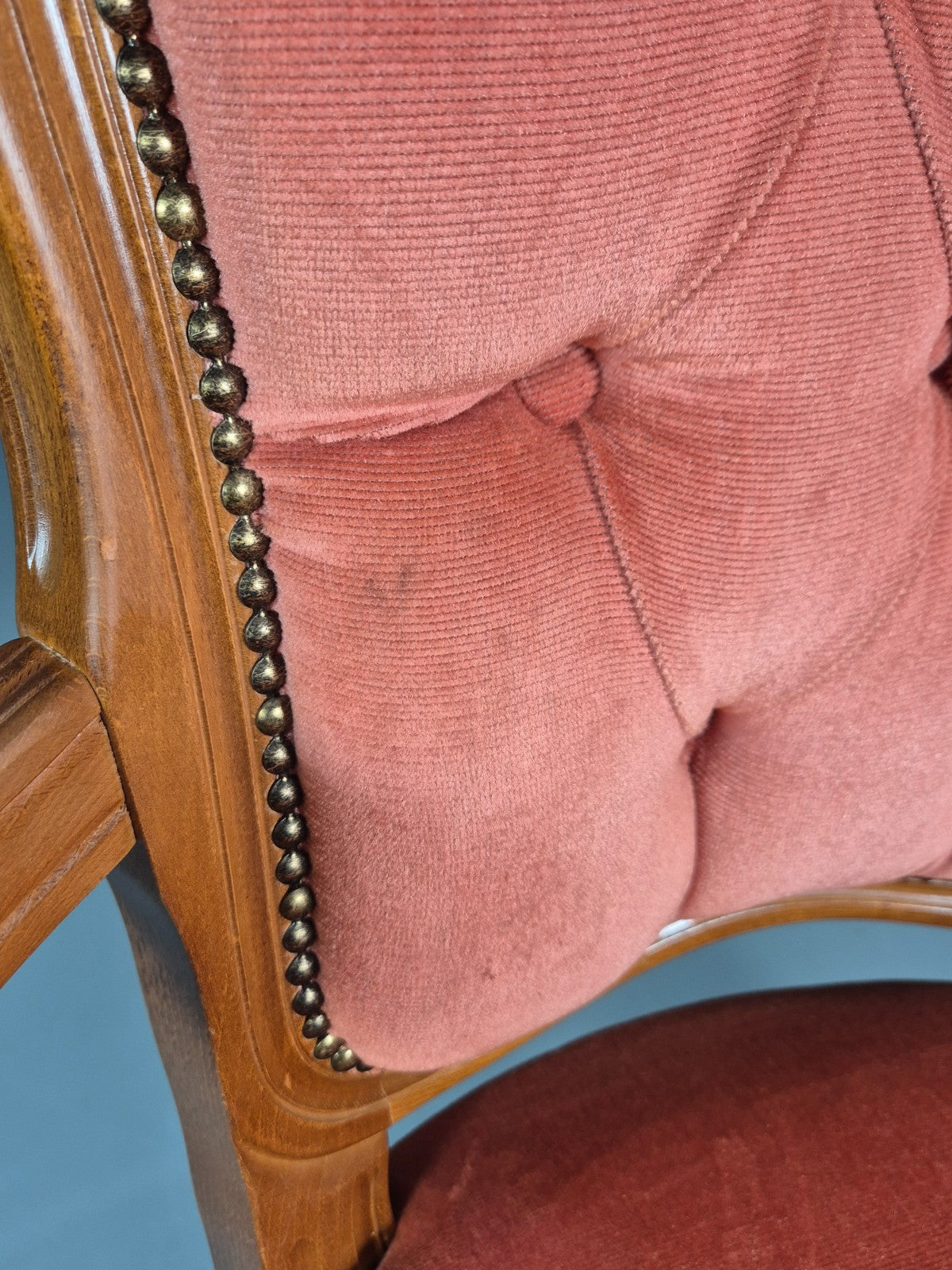 Vintage Rococo Lounge Chair Danish 1970s Reproduction Salmon Pink EB10986 VCLO13