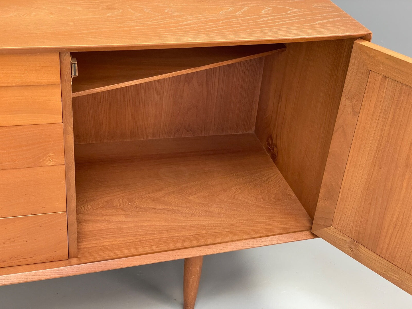 Vintage Scandart Elm Sideboard 1960s Mid Century Drawers Shelving EB9812 MWOO - UKDK FURNITURE