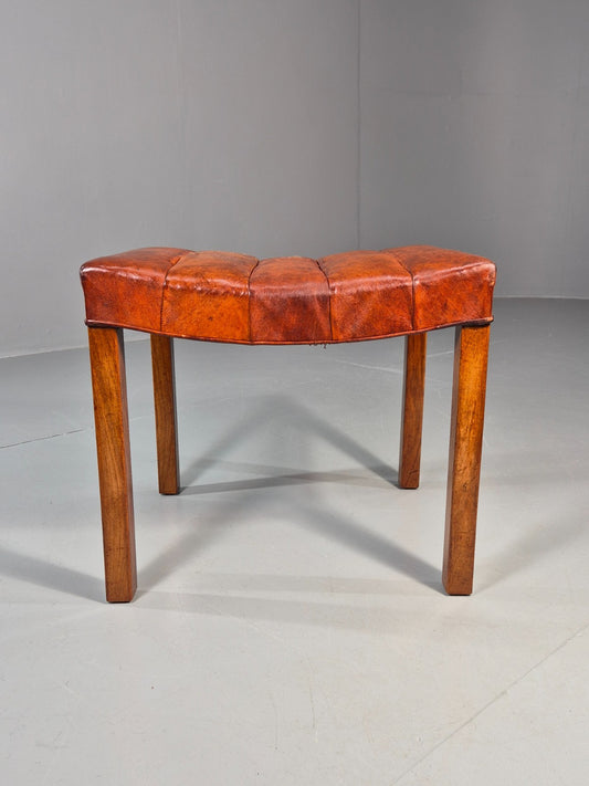 1950s Danish Leather Footstool Mid Century Kaare Klint Style  EB10995 MFOO1