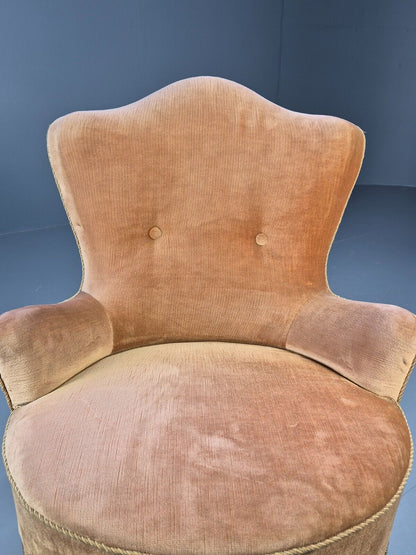 Vintage Danish Lounge Chair Gold Velour 1930s Boudoir Suite EB8978 VCLO - UKDK FURNITURE