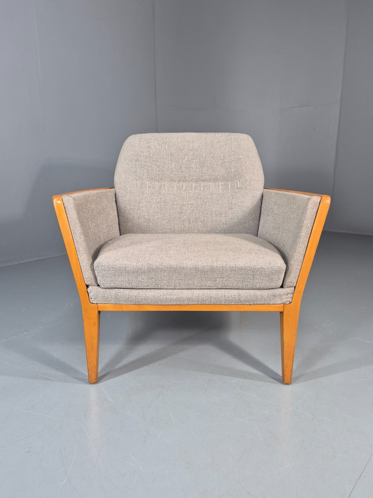 Vintage MIdcentury Lounge Chair 1950s Sweden Retro Grey Wool Beech EB11095 MNOR16