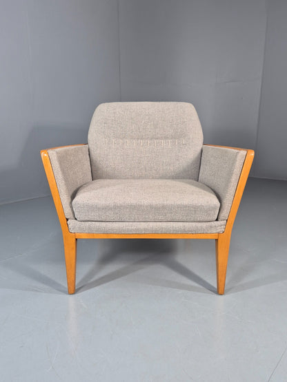 Vintage MIdcentury Lounge Chair 1950s Sweden Retro Grey Wool Beech EB11095 MNOR16