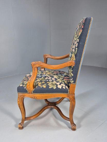 Vintage Danish Lounge Blue Floral Oak 17th Century Style EB8994 VCLO - UKDK FURNITURE