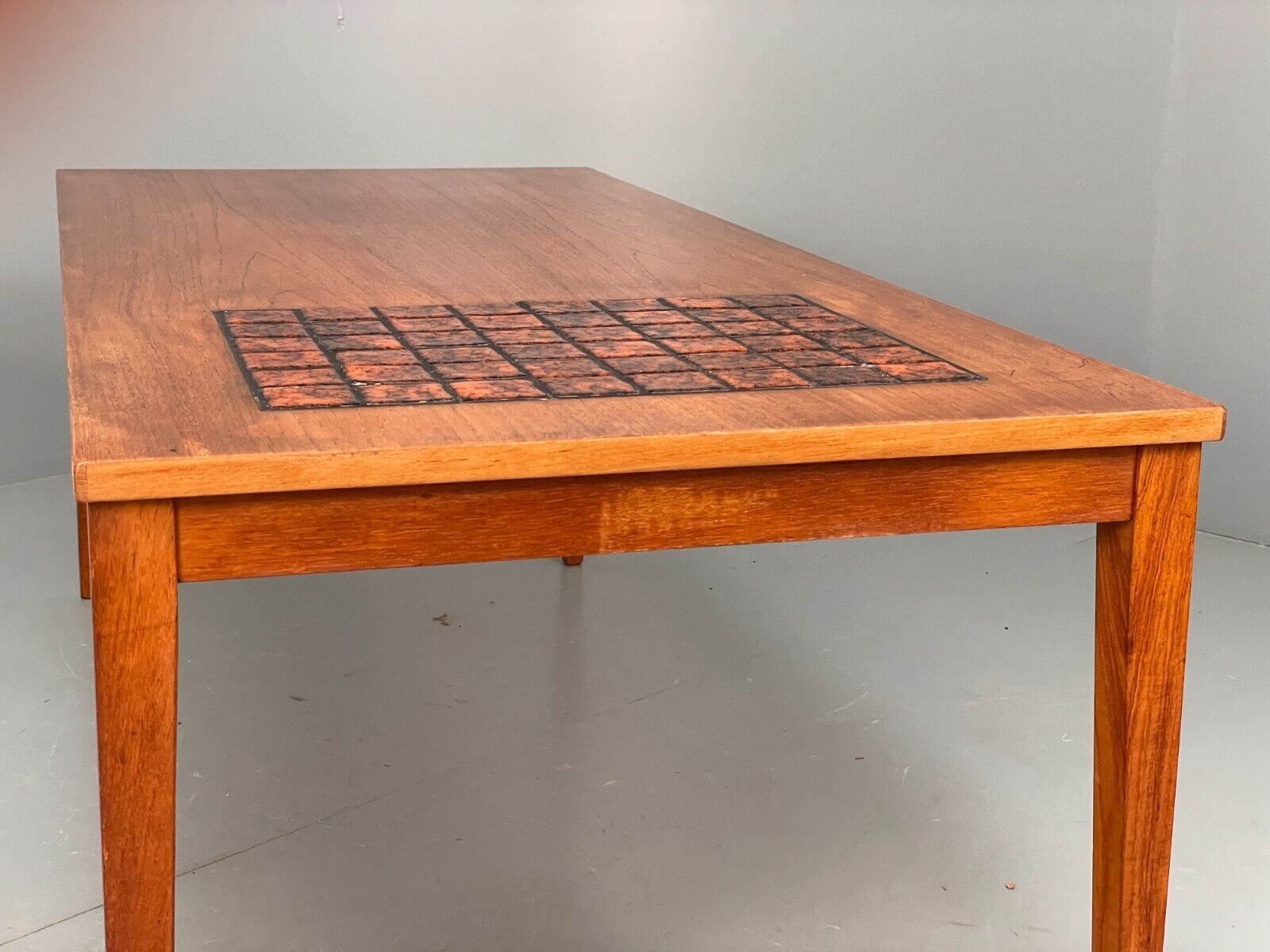 Vintage Danish Teak and Tile Top Coffee Table 1970s Retro Orange EB6890 MWOO - UKDK FURNITURE