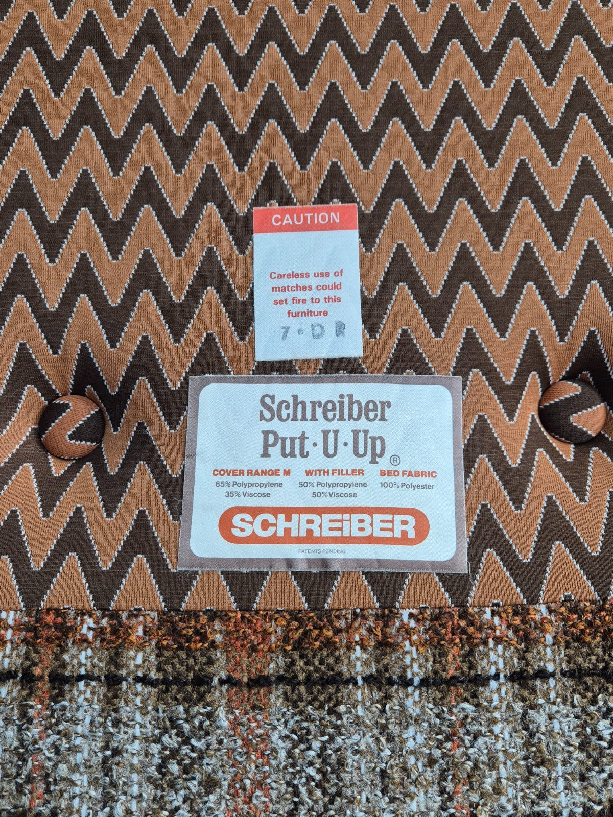 Vintage Sofabed Chair Schreiber Put U Up Checked Brown Wool 1970s EB9987 M4SS11