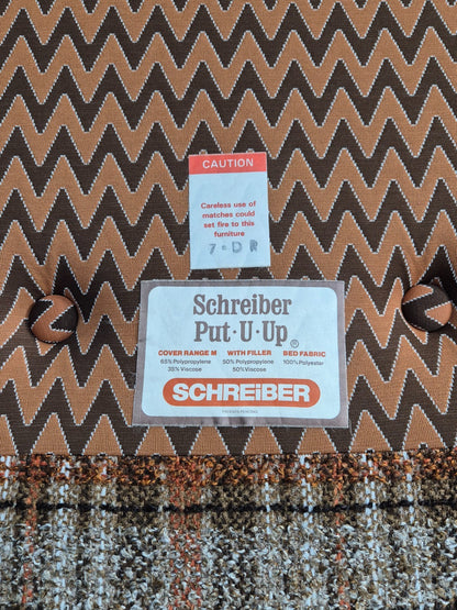 Vintage Sofabed Chair Schreiber Put U Up Checked Brown Wool 1970s EB9987 M4SS11