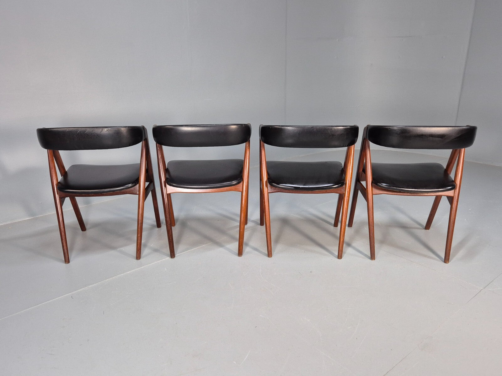 4 Teak Danish Dining Chairs by Farstrup 1960s Compass Model MCM EB9538 MDIN - UKDK FURNITURE