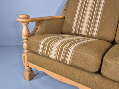 Vintage Danish Three Seater Settee Kjaernulf Style Oak Frame EB11313 M3SS6
