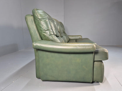 Vintage Green Leather Sofa 1970s Harrods Retro MCM EB9475 M3SS - UKDK FURNITURE