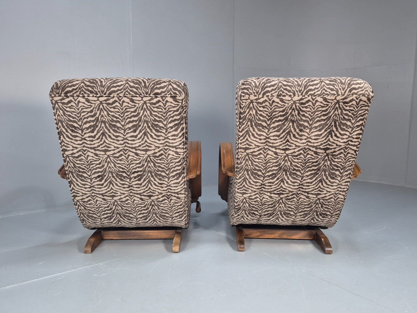 2 Art Deco Rocking Chairs New Zebra Pattern Upholstery Vintage 1940 EB10921 VCAR9