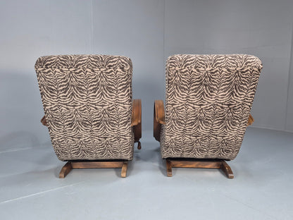 2 Art Deco Rocking Chairs New Zebra Pattern Upholstery Vintage 1940 EB10921 VCAR9