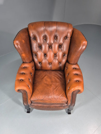 Vintage Leather Wing Back Club Chair  Denmark Chesterfield Style  EB10732 VLEA4