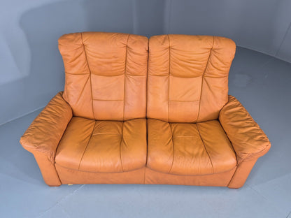 Two Seater Settee Ekornes Stressless Tan Leather Recline Retro  EB10926 M2SS10