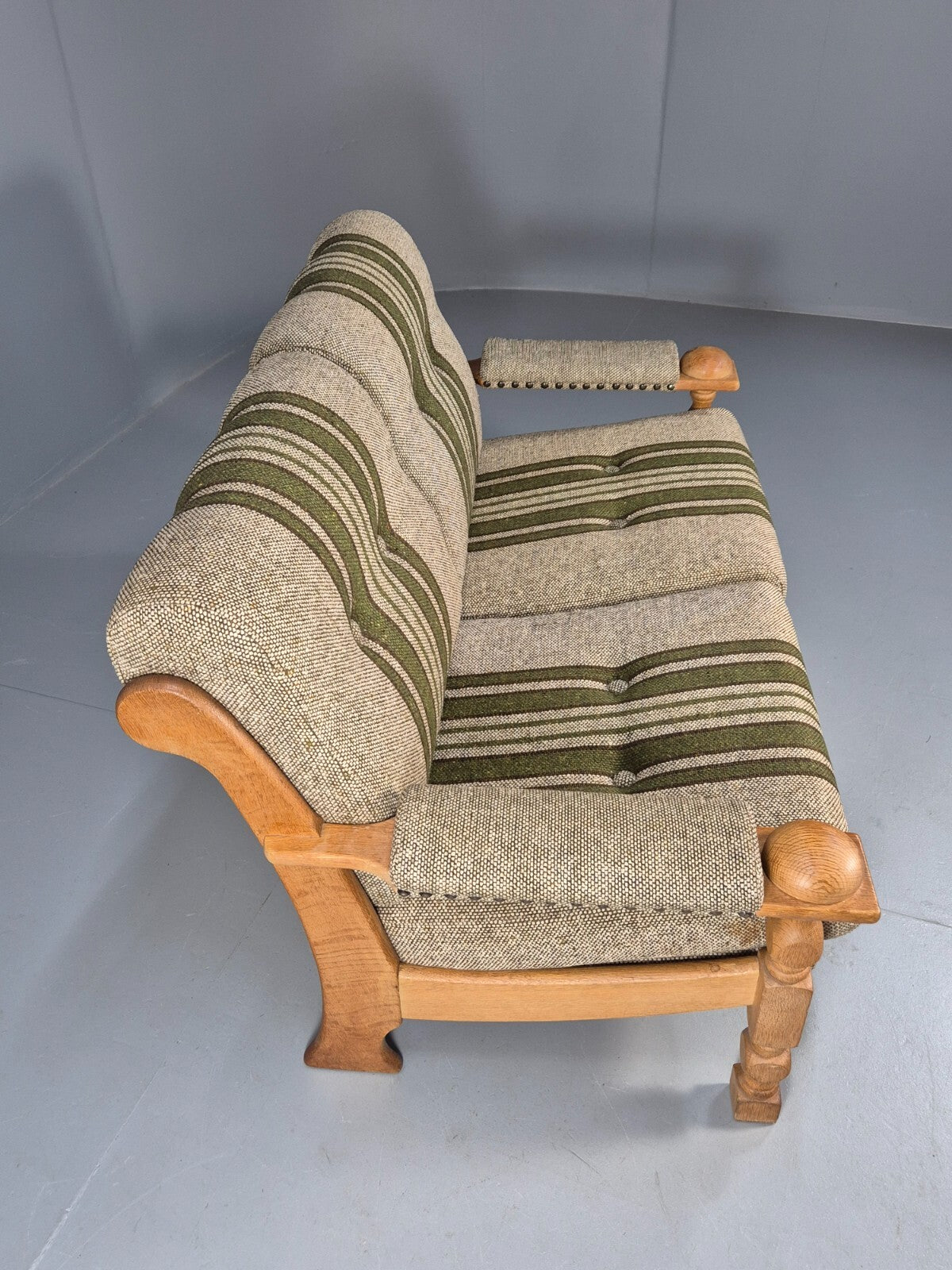 Vintage Kjearnulf Style 2 Seat Sofa 1970s Danish Oak and Wool EB9562 M2SS - UKDK FURNITURE