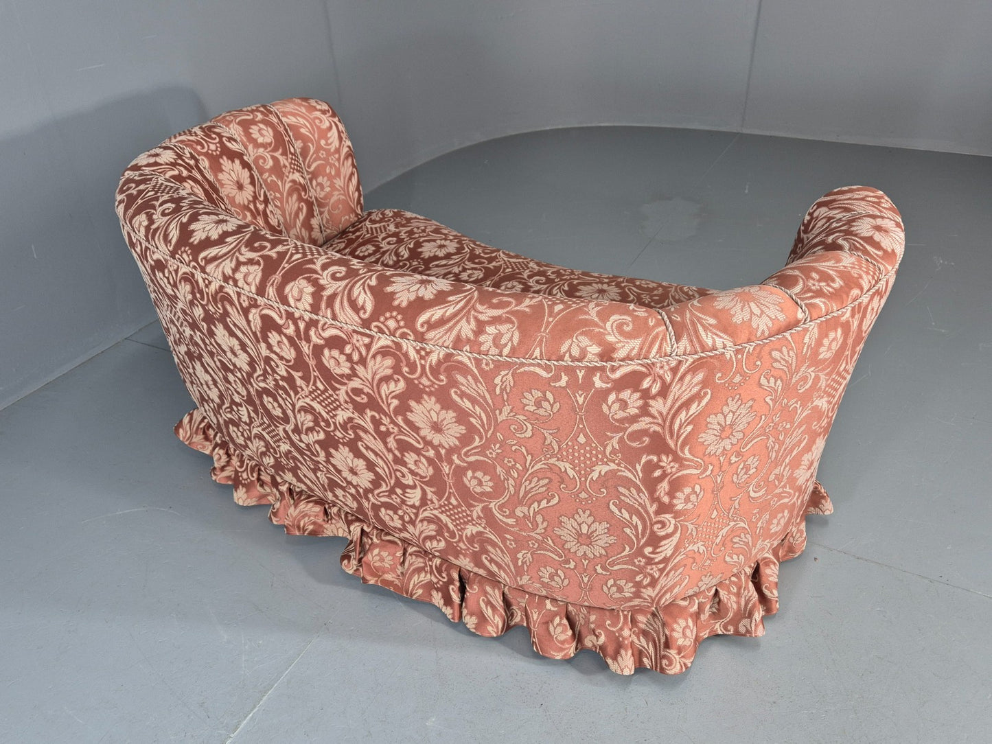 Vintage Danish Banana Sofa 1930s Art Deco Floral Pink Upholstery EB11410 V2SS12