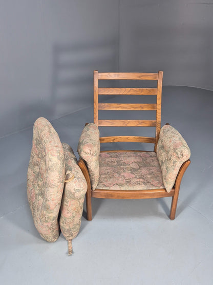 Vintage Ercol Lounge Chair Saville Model 1980s Fabric Upholstery EB9792 MNOR - UKDK FURNITURE