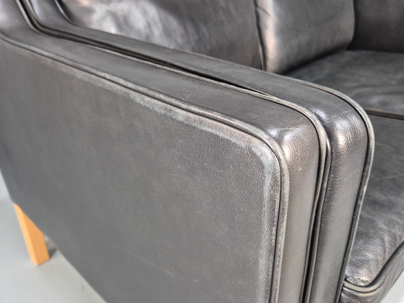 Mid Century Stouby Eva Two Seater Sofa Vintage Danish Black Leather EB10108 M2SS12